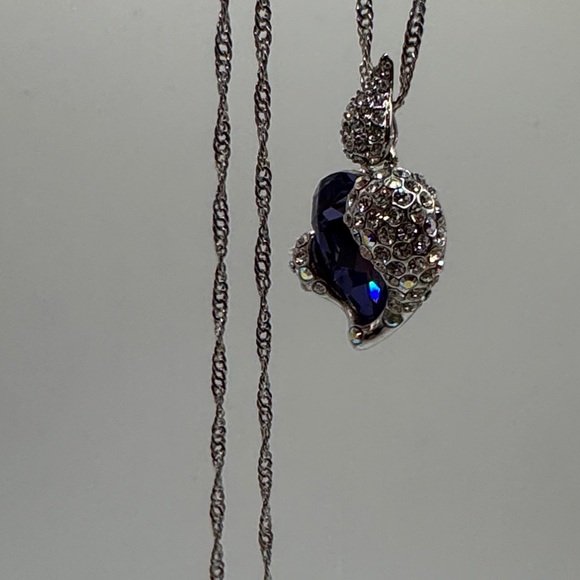 Swarovski Silver-toned Purple Crystal Heart Pendant Necklace - Picture 7 of 16